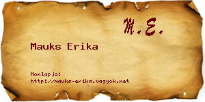 Mauks Erika névjegykártya